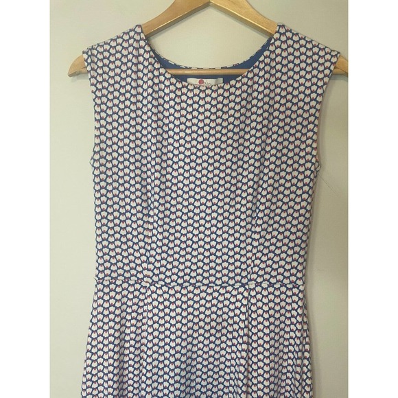 Boden Marina Floral Jersey Sleeveless Dress Size 6R Blue Red White Modest - Picture 5 of 7
